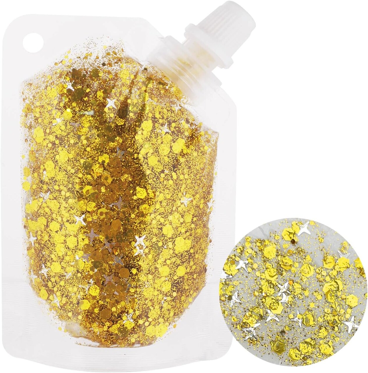 Gold Body & Face Glitter Gel – Chunky Holographic Glitter for Hair, Nails & Festival Makeup | Music Festival, Mardi Gras, Concert & Party Accessories for Women & Kids (gold body glitter)